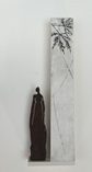 Eisenfigur mit Radierung auf Holzkasten, 40x12.5x4cm (HxBxT), 2016
