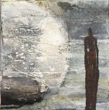 o.T., Mischtechnik, Eisenfigur auf Leinwand, 30x30cm, 2016