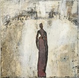 o.T., Mischtechnik, Eisenfigur auf Leinwand, 30x30cm, 2016