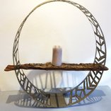 Windllicht, altes Ölfass, Durchmesser 58cm, Höhe der Kerze mit Holz verstellbar, 2018