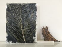 o.T., Acryl auf Holz mit Eisenfigur, 24x33x4cm, 2016