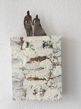 o.T., Mischtechnik mit Eisenfigur auf Holz, 34x19x4cm (HxBxT), 2020